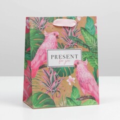 !09 Пакет крафтовый (набор 3 штуки) вертикальный Present for you, MS 18 × 23 × 8 см.
