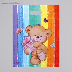 !Пакет "Подарок от мишутки" (10 шт), полиэтиленовый с вырубной ручкой, 60 мкм , 31 х 40 см