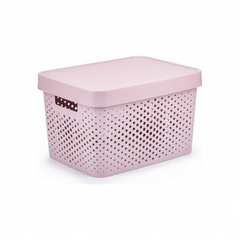 Коробка INFINITY перфорированная с крышкой 17л розовая