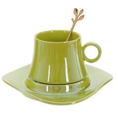 Кружка с блюдцем и ложкой, 200 мл, L16 W15,5 H8,5 см