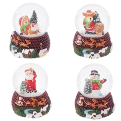 Фигурка декор в стекл шаре "Дед Мороз/Снеговик/Мишка/Олень", D 4,5 см, L5 W5 H6 см, 4в.