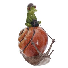 Фигурка декоративная "Лягушка на улитке", L14 W6,5 H12,5 см