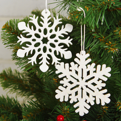 !09 Набор новогодних украшений (набор 3 штуки) : 2 штуки «Снежинка», цвет белый 9 см. + 1 штука "Снежинка" цвет серебро 10 см.