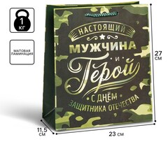 !09 Набор 2 штуки - Пакет подарочный ламинированный вертикальный, упаковка, «Герой!», ML 23 х 27 х 11,5 см