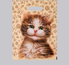 !Пакет "Кузя" 10 штук полиэтиленовый с вырубной ручкой, 60 мкм , 31 х 40 см