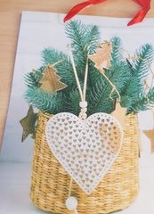 !Пакет " Новогоднее сердце" 18*23 см., крафтовый, вертикальный