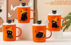 Кружка с крышкой и ложкой, L8,3 W9,4 H10,2 см, дизайн микс