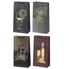 Пакет подарочный (бумага 210г/м2, блок микс 12шт), L18 W9 H35 см, 4в.