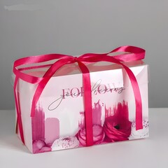 !Коробка на 2 капкейка - 2 штуки - Follow your dreams, 16 × 8 × 10 см