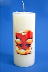 !09 НАБОР СВЕЧЕЙ 3 ШТУКИ - Свеча декоративная "Мишка с сердцем" 10x7x7 см. цвет белый ивори