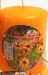 !Свеча ароматизированная "Альпийские цветы" 7x7x10 см. цвет оранжевый