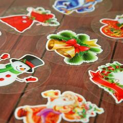 !Набор наклеек "Новогодний" 12 наклеек в наборе, 30x38 (9x9) см.