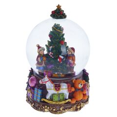 Фигурка декор в стекл шаре "Елка" (муз с ключ), D 9.5 см, L10,5 W10,5 H16 см