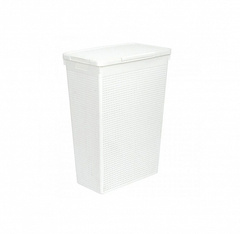 Корзина для белья ЛОФТ 50л узкая с крышкой  белый