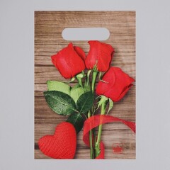 !09 Пакет "Свежие розы" (набор 20 штук)  полиэтиленовый с вырубной ручкой, 20 х 30 см, 30 мкм.