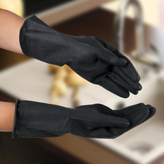 !Перчатки хозяйственные резиновые размер L, защитные, химически стойкие, 100 гр, цвет чёрный