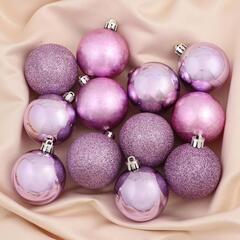 !09 Набор елочных шаров (набор 16 штук) «Морозный туман» d=5 см, цвет сиреневый