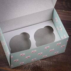 !Коробка на 2 капкейка /3 штуки/ "Мишки", 16 х 10 х 8 см.