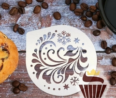 !09 Набор из 2-х штук - !Трафарет для кофе "Узор" 9,5*8,5 см.