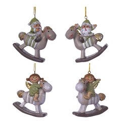 Фигурка декоративная подвесная "Ангел/Дед Мороз", L5,5 W2 H6 см, 4в.