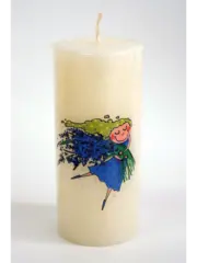 !09 НАБОР 2 ШТУКИ Свеча декоративная " Девочка с лавандой" : 7x7x9 см. + 5x5x12 см. цвет белый ивори