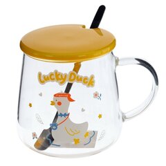 Кружка с крышкой и ложкой, 500 мл, L12 W9 H10 см