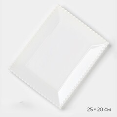 !09 Тарелка «Лакомка», 25×20 см, прямоугольная, фарфор, белая