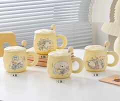 Кружка с крышкой и ложкой, L8,5 W8,5 H8,5 см, дизайн микс