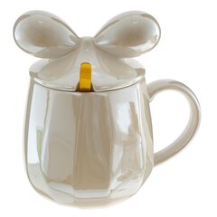 Кружка с крышкой и ложкой, 360 мл, L8 W8 H9 см