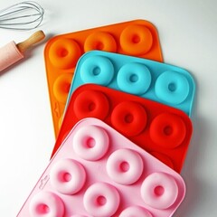 !09 !Форма силиконовая для выпечки «Сладости.Пончик», 33×25×2 см, 12 ячеек, d=6,8 см, цвет МИКС