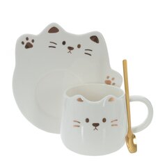 Кружка с блюдцем и ложкой, 300 мл, L16 W15 H10 см