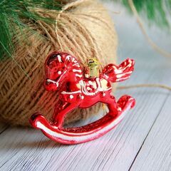 !Украшение ёлочное "Лошадка-качалка" (набор 3 шт) 6х8 см красный