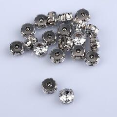 !09 Стразы пришивные «Круг», в оправе, d = 10 мм, 20 шт, цвет белый