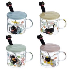 Кружка с крышкой и ложкой, 300 мл, L11 W9 H12 см, 4в.