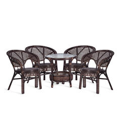 Комплект &quot,PELANGI&quot,  02/15 ( стол со стеклом + 4 кресла ) [без подушек]