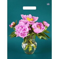 !Пакет "Любимые пионы" (10 шт), полиэтиленовый с вырубной ручкой, 40х31 см, 60 мкм