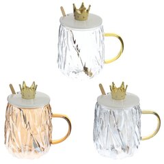 Кружка с крышкой и ложкой, 450 мл, L13 W9 H13,5 см, 3в.