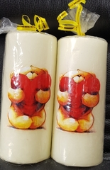 !НАБОР СВЕЧЕЙ 2 ШТУКИ - Свеча декоративная "Мишка с сердечком"  5x5x12 см. цвет ивори