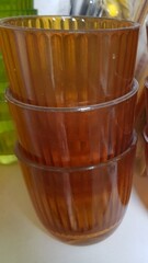 !09 Подсвечник 3 штуки "Балтика" 7х7 см, 140 мл.внутреннее рифление цвет коричневый