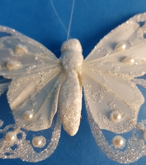 !НАБОР 3 ШТУКИ - БАБОЧКА НА КЛИПЕ "CLASSIC WHITE" , 11 см, цвет белый