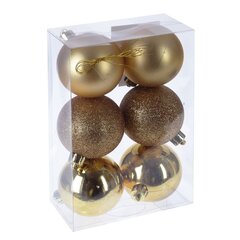 Набор из 6шт, Украшение новогоднее Шар "Снежок золотой", D6 см, L17,5 W6 H11,5 см