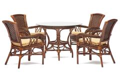 Комплект обеденный &quot,ANDREA&quot, ( стол со стеклом + 4 кресла + подушки)