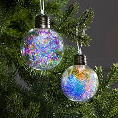 !09 Набор ёлочных шаров «Блестящие», 2 шт, d=8 см, 1 LED, от батареек, свечение RGB