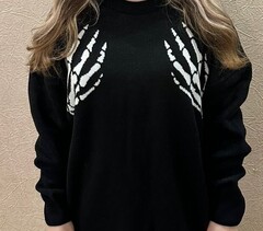 !09 Свитер женский вязанный теплый с принтом "Ручки" Размер ONE SIZE(42-48)