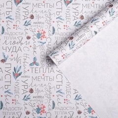 !09 Упаковочная бумага 2 листа на новый год крафтовая «Новогоднее счастье», 70 х 100 см