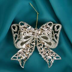 !09 Украшение ёлочное (набор 2 штуки) "Сияющая глазурь - бант" 11,5х10,5 см, золото