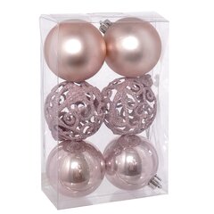 Набор из 6шт Украшение новогоднее Шар "Вензель розовый", D6 см, L11,5 W6 H17,5 см