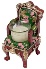 !09 Подсвечник декоративный со свечой "Трон" зеленый