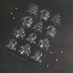 !09 Форма для шоколада новогодняя «Рождество», 12 ячеек, 15×8 см, цвет прозрачный