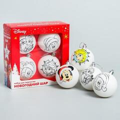 !Набор для творчества Новогодние шары, Disney 4 шт, размер шара 5,5 см